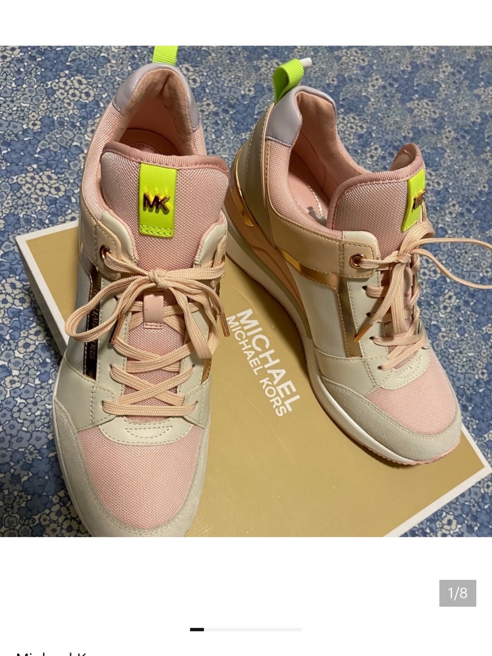 Michael Kors Women’s Pink & Cream MK Logo Casual Sneakers